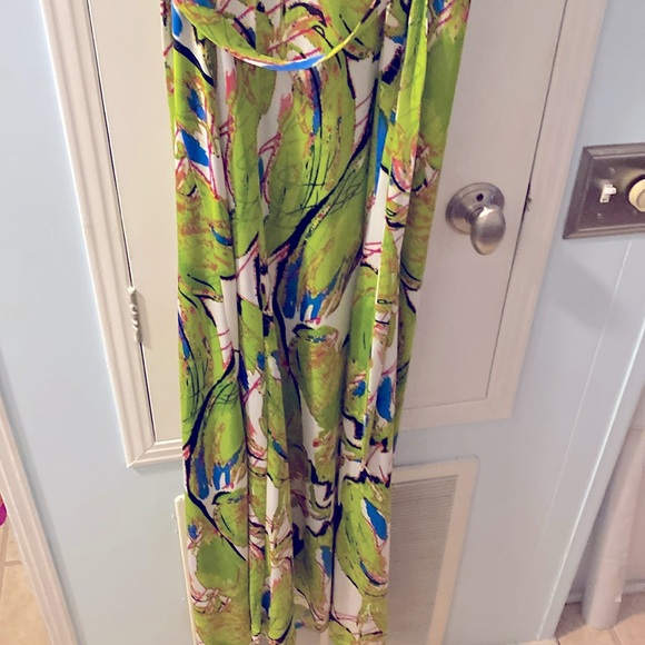 Maxi dress size large multicolor beat it spaghetti straps, tie it the waist - Picture 5 of 7